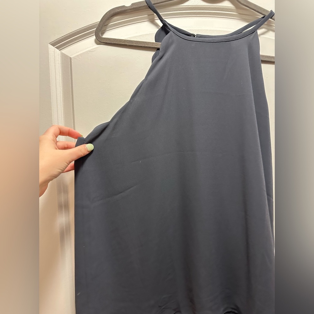 Loft Size M Blue / grey / slate colored top with scallop led detail - Picture 4 of 8